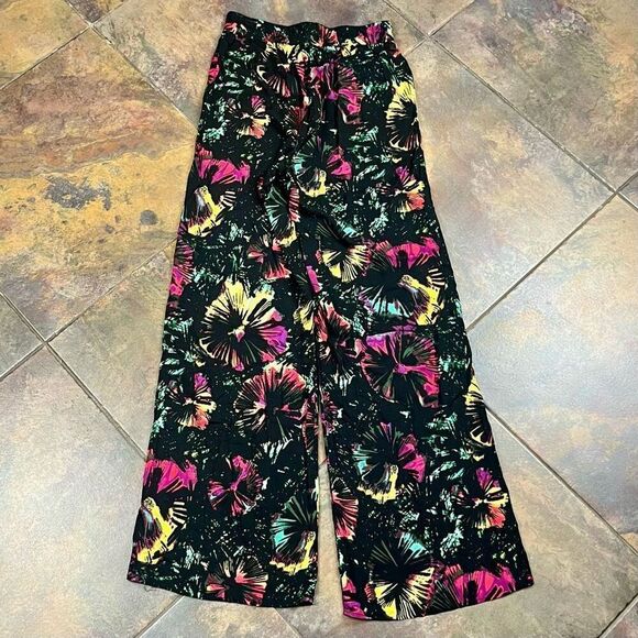 New! NWT BCBG Maxazria Multicolored Floral Wide Leg Pants Small - Picture 12 of 12